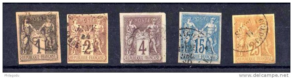 Colonies 1878-1880, Type Sage, N° 37-38-39-41-44 , Cote 165 € - Sage