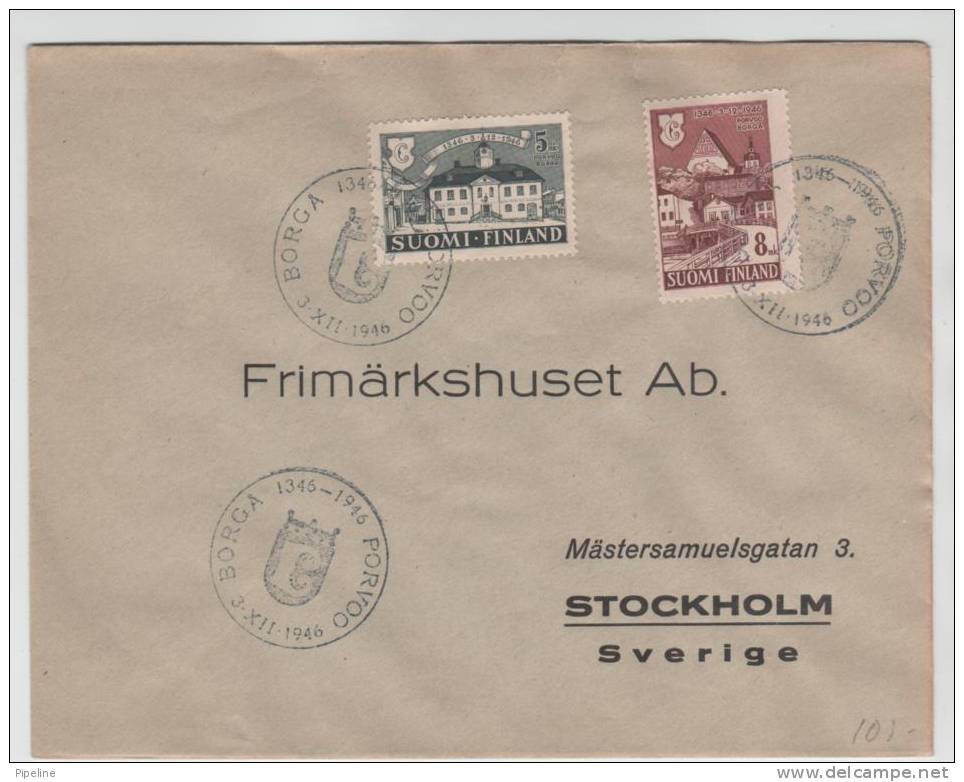 Finland FDC 3-12-1946 BORGA  (there Are 3 Small Tears At The Top Of The Cover) - FDC
