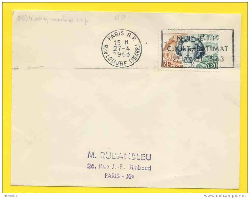 FRANCE / 1963 BEETHOVEN # 1382 ENVELOPPE FDC & SECAP (ref 518) - Briefe U. Dokumente