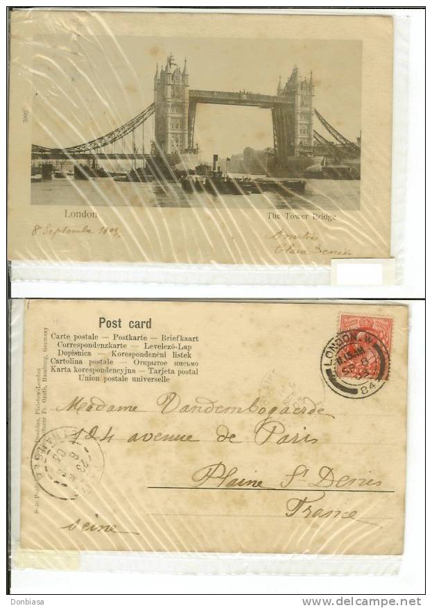 London: The Tower Bridge. Postcard Circulated 1903 (boats - Navi - Barche) - River Thames