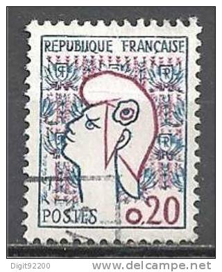 1 W Valeur Oblitérée, Used - FRANCE - YT 1282 * 1961 - N° 3850-7 - 1961 Marianne Of Cocteau