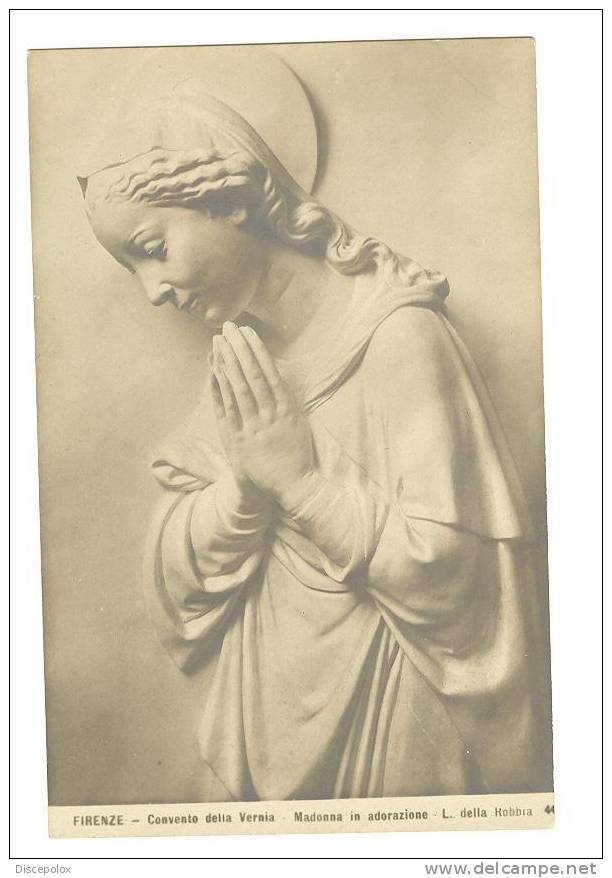 C450 Firenze - Convento Della Vernia- Madonna In Adorazione - L. Della Robbia - Old Mini Card / Non Viaggiata - Sculture