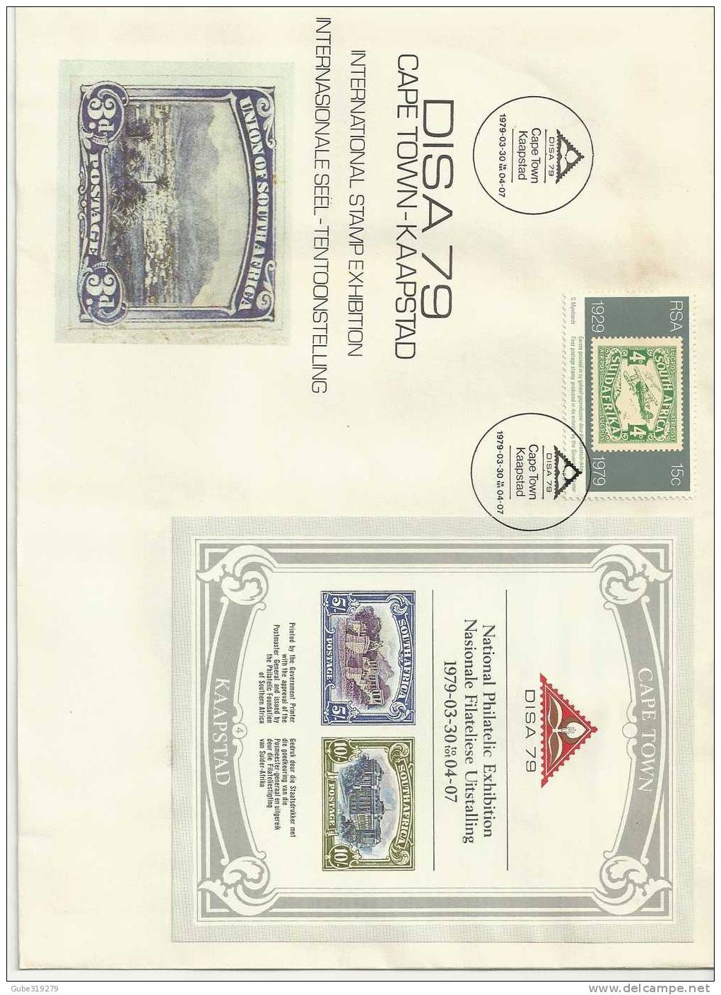 SOUTH AFRICA-1979 FDC DISA 1979 INTL STAMP EXHIB. CAPE TOWN W/ 1 STAMP + DISA 79 SOUV.SHEET PERFECT   20 - Autres & Non Classés