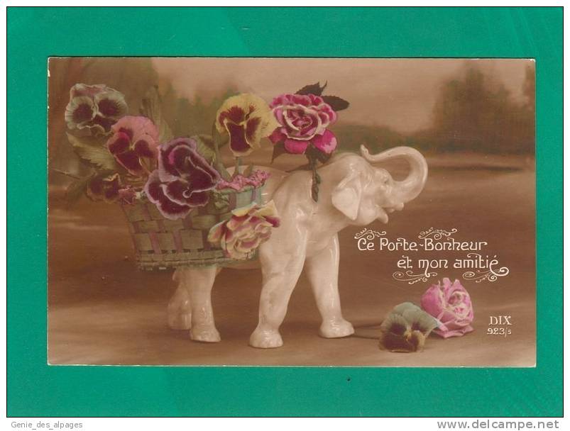 Porte Bonheur Eléphant, Ed DIX 923/5, CPA écrite En 1918 - Elefanten