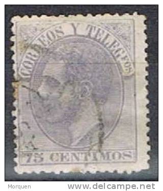 España, Sello 75 Cts Violeta Alfonso XII,  Edifil Num 212 º - Gebruikt