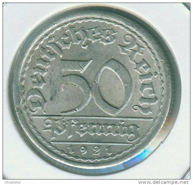 1921 A 50 Pfennig VORZ - 50 Rentenpfennig & 50 Reichspfennig