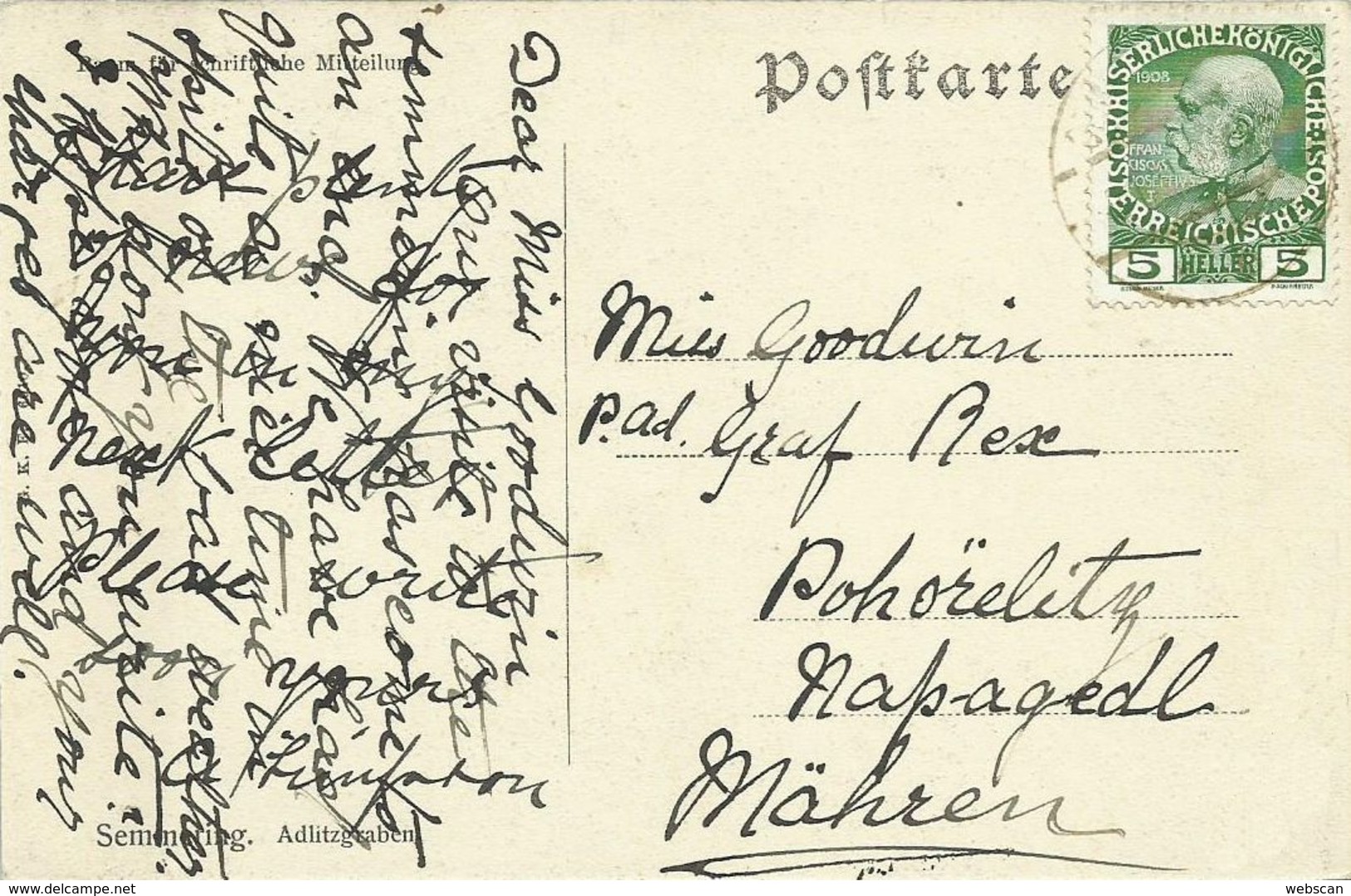 AK Semmering Adlitzgraben Kutsche 1909 K&k #04 - Semmering