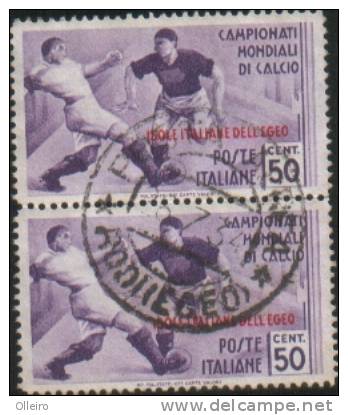 Italia Italy Isole Italiane Dell´egeo 1934 Campionati Mondiali Di Calcio Coppia Val Da 0,50L  Usata - Ägäis (Rodi)