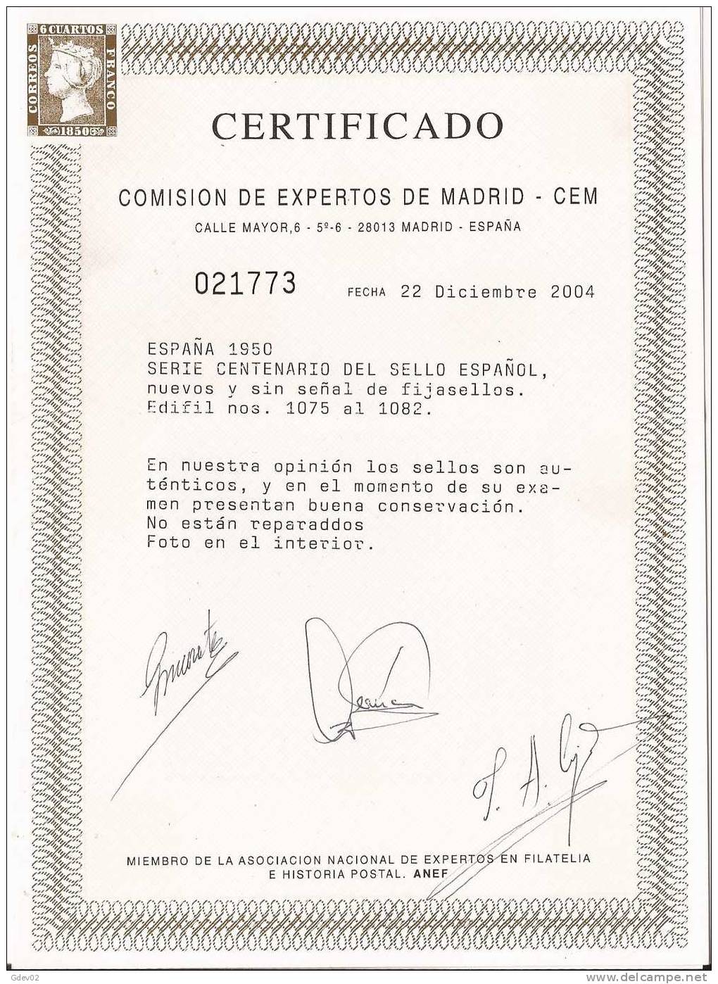 ES1075SCSF-L4469PC-TESPTANN.España.Spain. Espagne CENTENARIO DEL SELLO ESPAÑOL.1950(Ed 1075/82**)s/c.LUJO CERTIFICADO CE - Nuevos