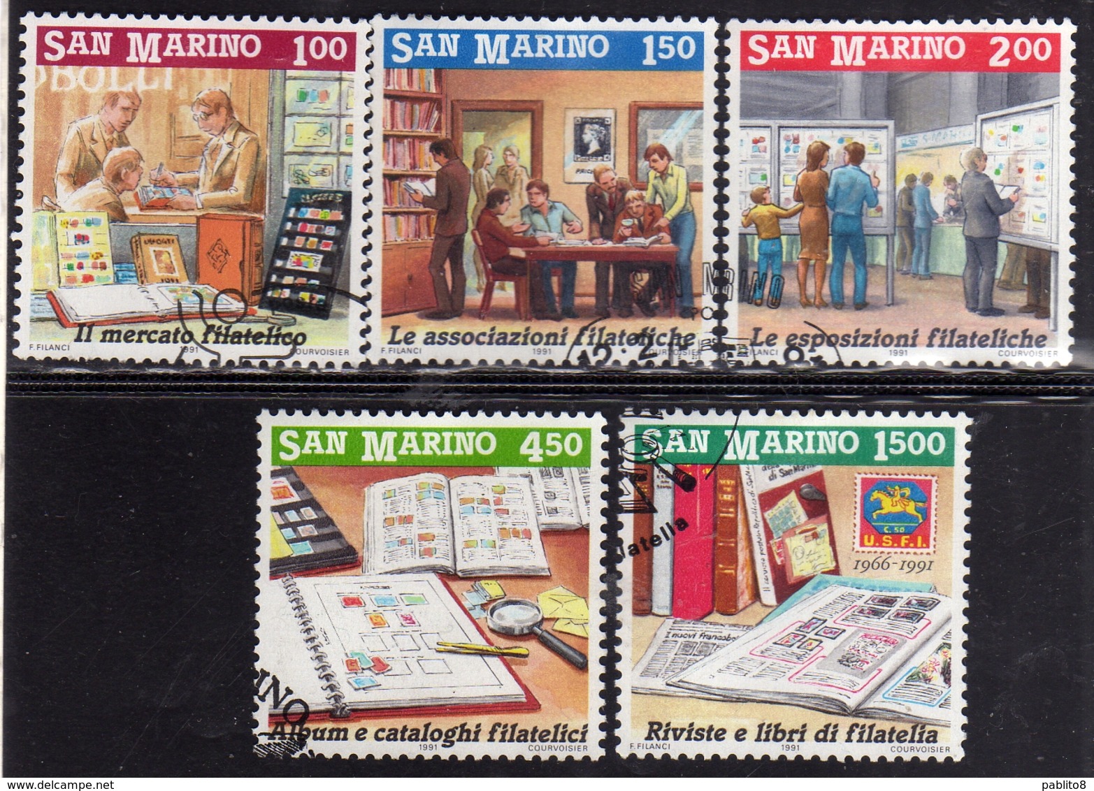 SAN MARINO 1991 INVITO ALLA FILATELIA INVITATION TO STAMP AU TIMBRE SERIE COMPLETA COMPLETE SET USATA USED OBLITERE' - Used Stamps