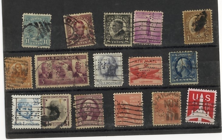 USA/ UNIITED STATES OF AMERICA  PERFIN Perforé PERFURADOS PERFORATIS LOT 1 - Perfins