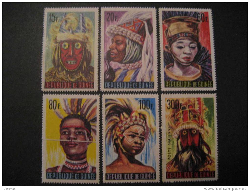 Rep. GUINEE Yvert 223/33 + 51 Air Mail Set Mask Masks Mascara Mascaras Unhinged Africa Guinea - Guinea (1958-...)