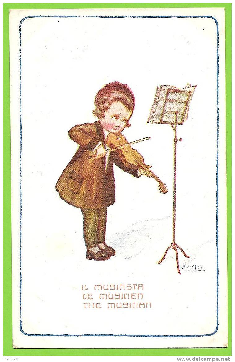 Illustrateur BERTIGLIA - Le Musicien - (Violon, Partition) - Carte Italienne N 1095-4 - Bertiglia, A.