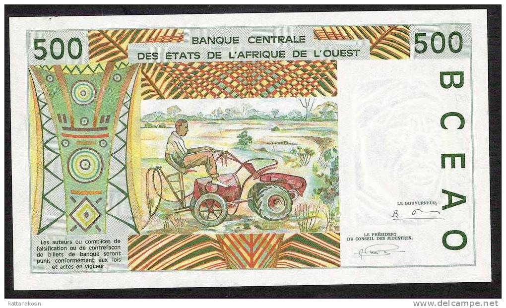 W.A.S. BURKINA FASO    P310Cd 500 FRANCS (19)94   AU = UNC. But 4 P.h. - Burkina Faso