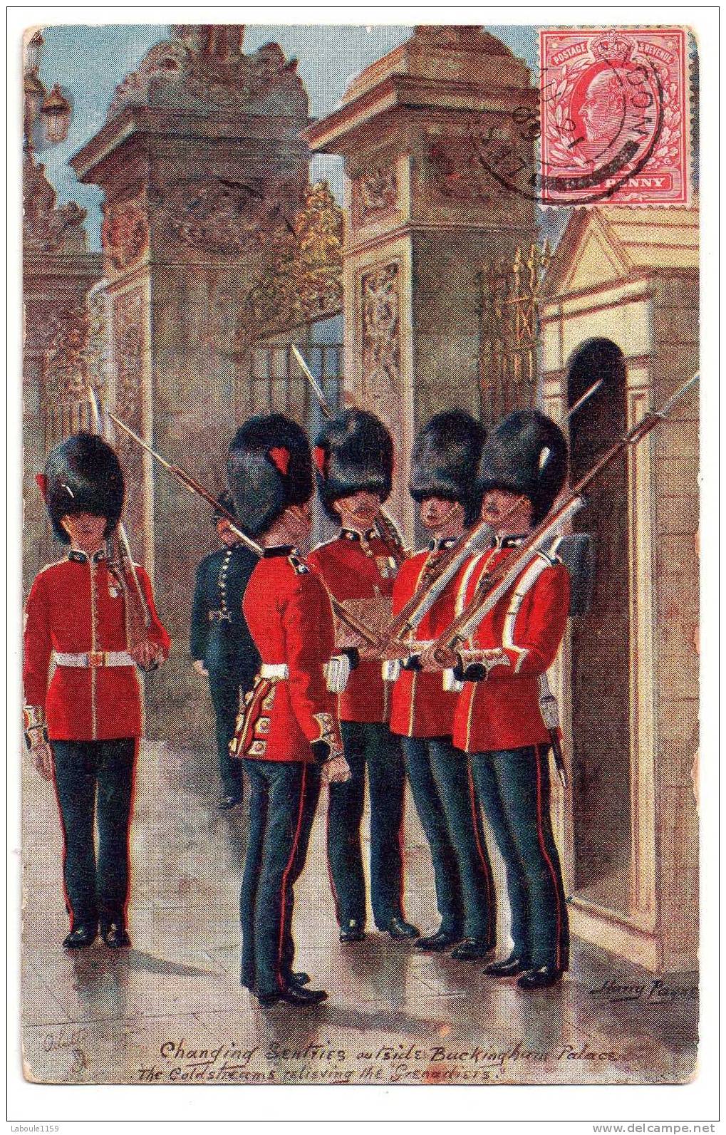 ILLUSTRATEUR : " Harry Payne 1909 Vintage Artist Signed Postcard" Tuck Oilette, Military In London, Buckingham Palace - Buckingham Palace