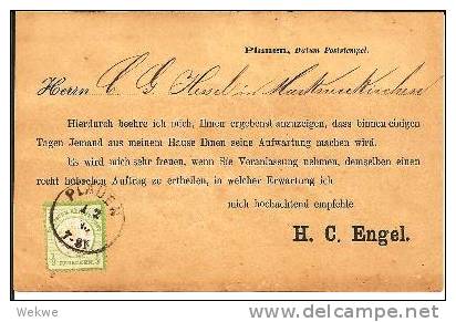 Brs012/ Plauen 1873, Vertreteranzeige Mit Mi.Nr. 17 In Guter Zähnung Und Prägung - Briefe U. Dokumente
