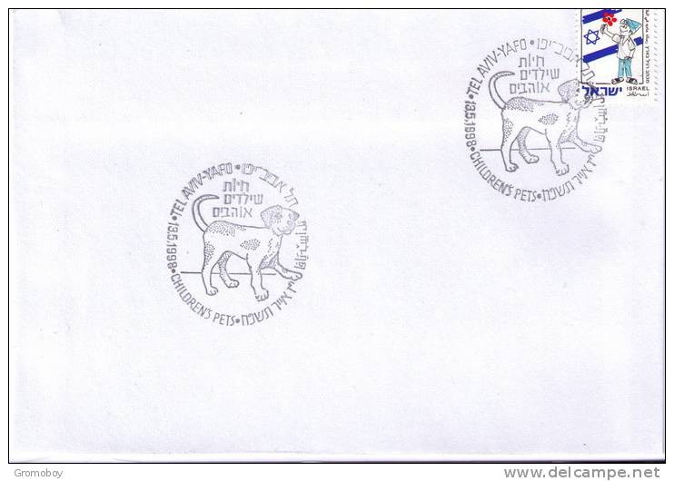 1998 Israel Dog Postmark On White Envelope (Children's Pets) - Dogs