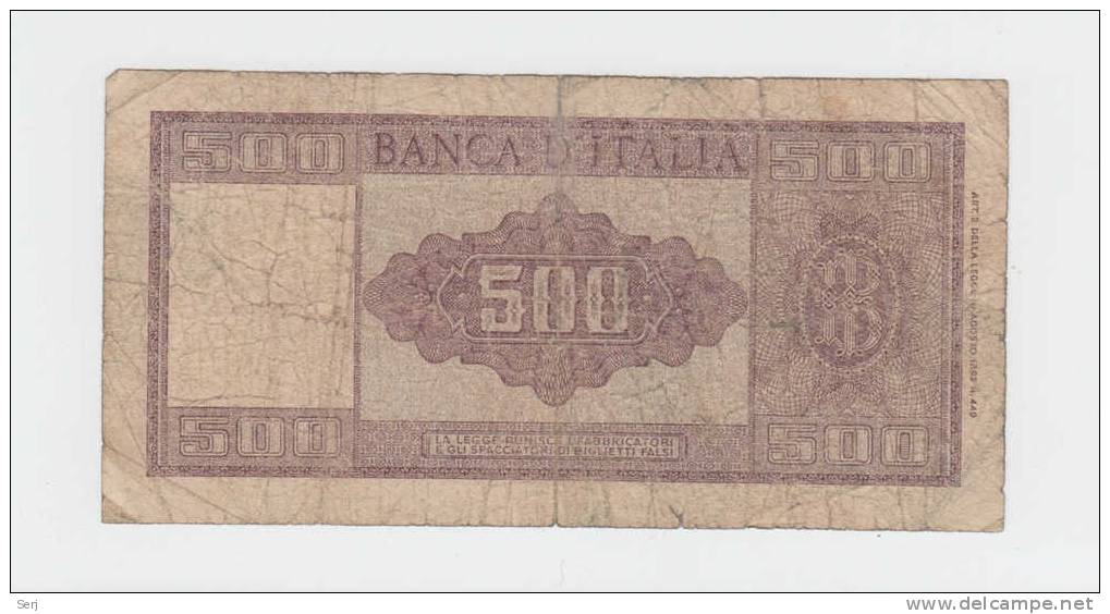 Italy 500 Lire 1961  P 80b  80 B - 500 Liras