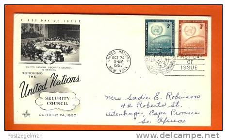 UNO NEW YORK 1957 FDC With Address Security Council 62-63 - Other & Unclassified