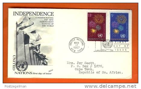 UNO NEW YORK 1967 FDC With Address Independent Nations 177-178 - Other & Unclassified