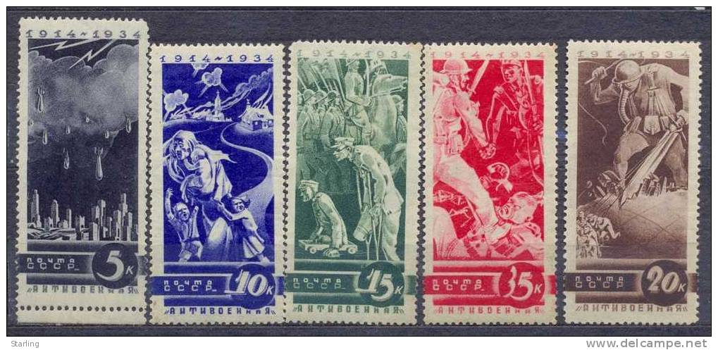 Russia USSR 1935 Mi # 494-498 Antiwar MNH OG * * 3 Stamps MH * 350 - Nuevos