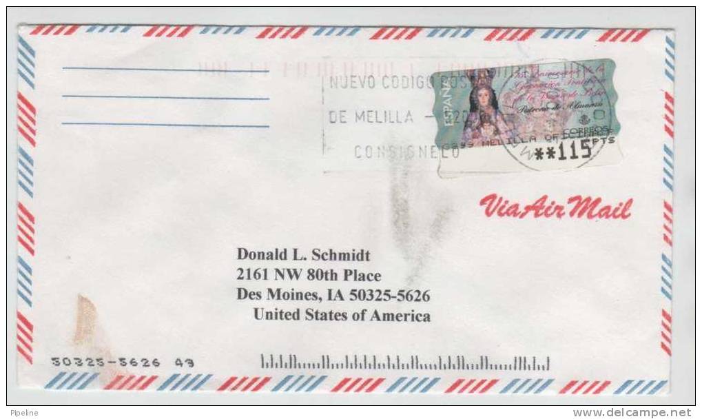 Spain Air Mail Cover Sent To USA With Franking Label 9-4-2000 - Cartas & Documentos