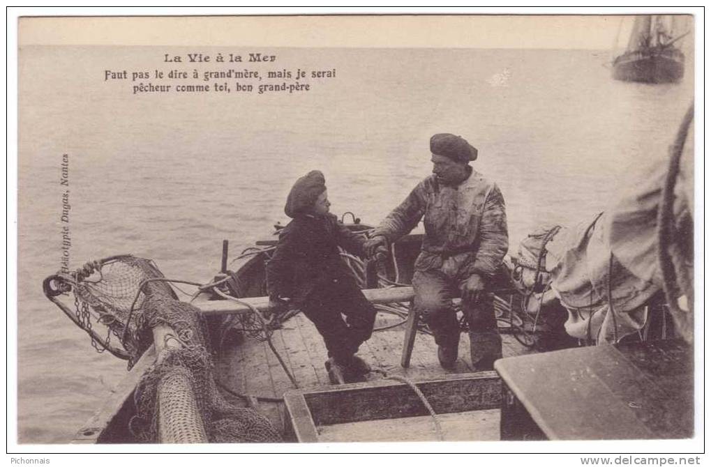 Type Pecheurs Vie A La Mer Bateau Filet Barque - Non Classés