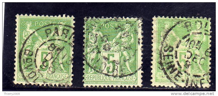 Sage N° 106  Avec Oblitèration Cachet à Date (3 Timbres)   TTB - 1898-1900 Sage (Type III)