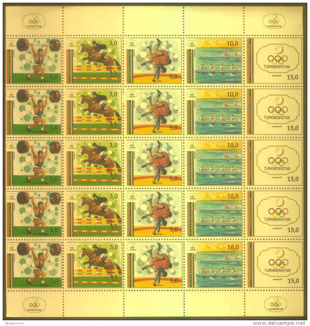 TURKMENISTAN 2L P TURKMENISTAN Mi 15-19 Sheet Olympic Games BARCELONA - Turkmenistan