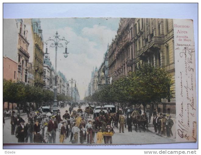 Buenos Aires Avenida De Mayo Circulada 1904 3 Sellos 3 Timbres 2 Centavos - Argentine