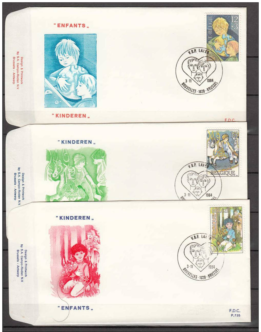 BELGIE FDC 1984  COB 2151-2153 ENFANTS KINDERN CHILDREN KINDER - 1981-1990