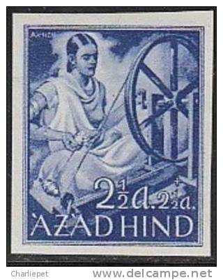 Germany Azadhind India 2 1/2a+2 1/2a MNH Impeforate Stamp Slight Offset - Militaire Vrijstelling Van Portkosten