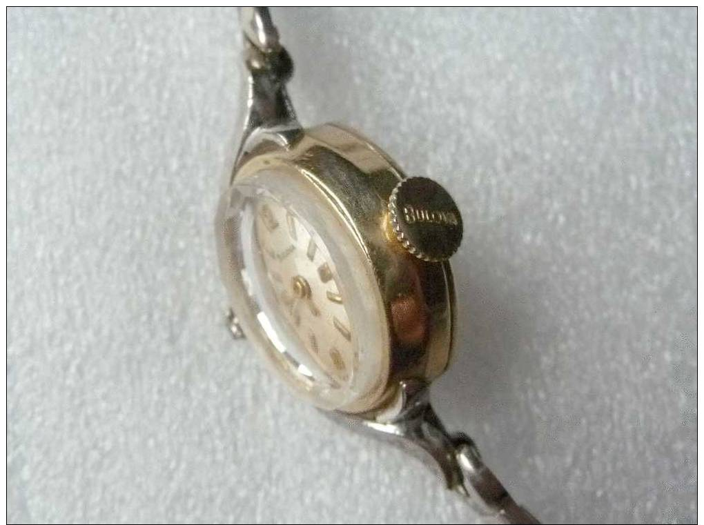 Ancienne montre pour dame, or et argent Art Déco - Vintage Ladies BULOVA Two Tone GOLD & DIAMOND Watch -M0