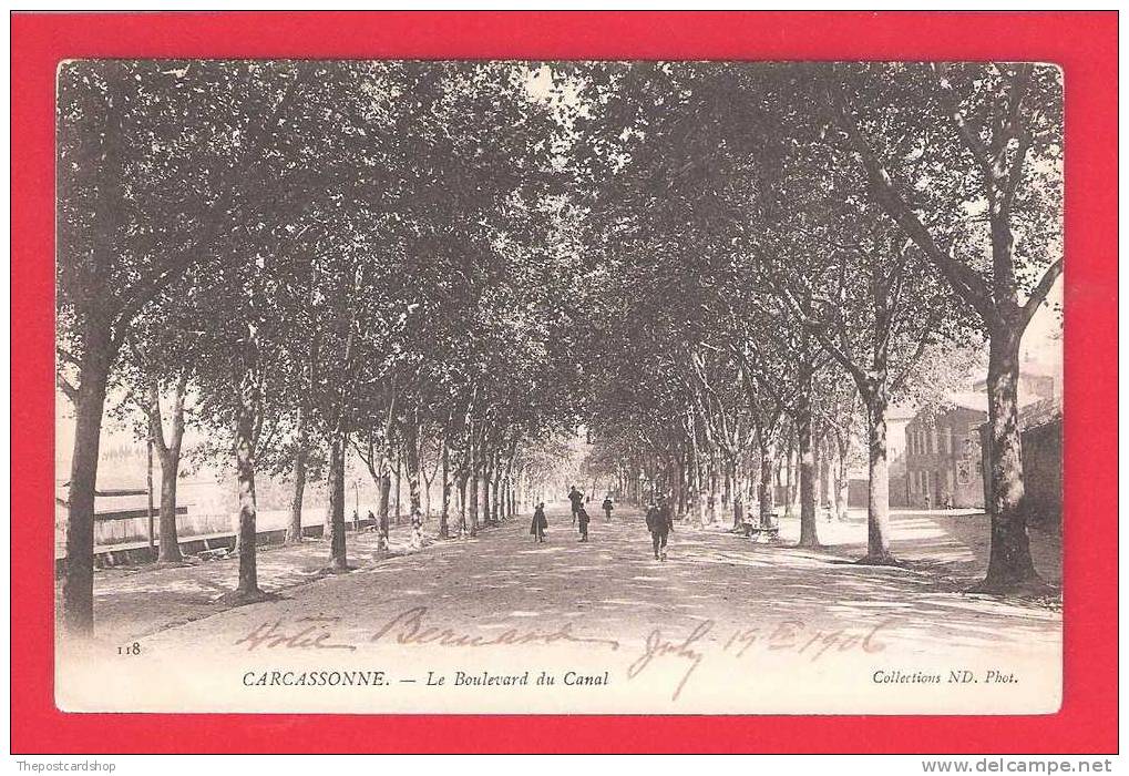 CPA 11 No.118 Carcassonne LE BOULEVARD DU CANAL ND PHOT MORE FRANCE LISTED FOR SALE @1 EURO OR Less - Carcassonne