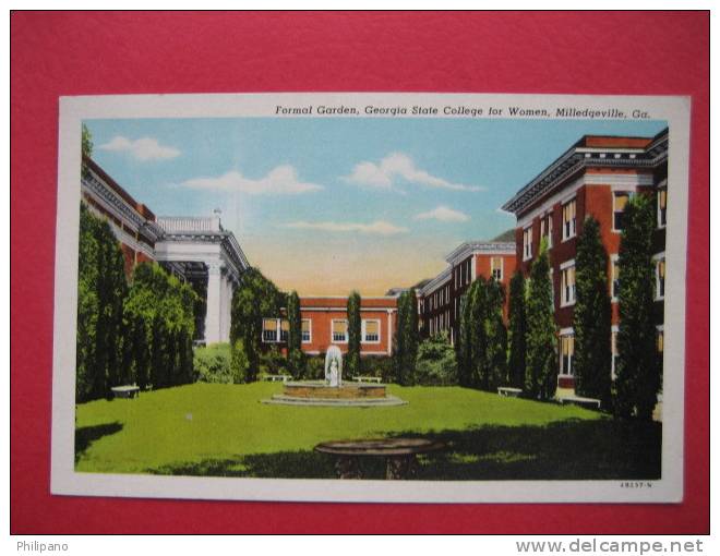 Milledgeville Ga  Formal Garden --Gerogia State College For Women 1955 Cancel  { Ref 101} - Other & Unclassified