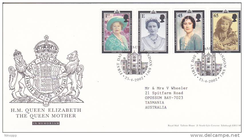 Great Britain 2002  The Queen Mother FDC - 2001-2010 Em. Décimales