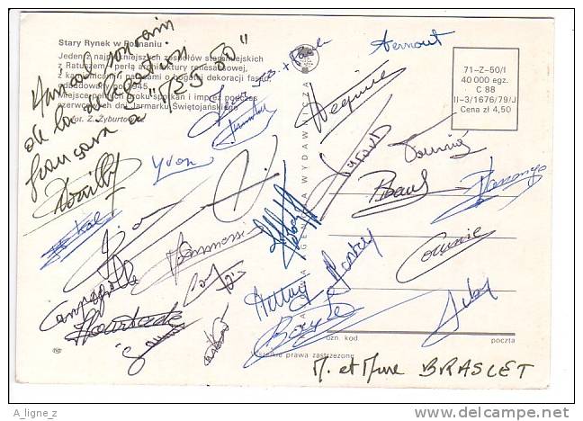 Ref 24 :  Cpsm Roumanie Stary Rynek W Poznaniu Carte Signée Par La Délégation Française De Ping Pong 1980 - Romania