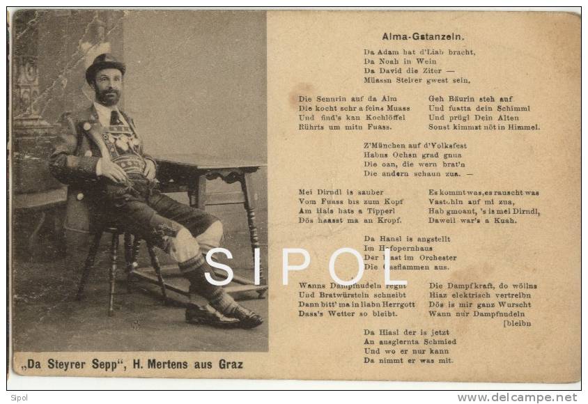 "Da Steyer Sepp ",H.Mertens Aus Graz  Alma-Gstanzeln  Paroles De La Chanson  Non Voyagé - Musique