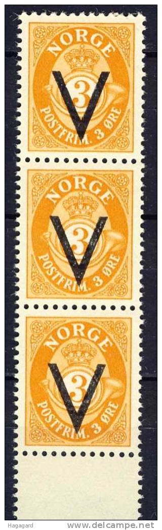 Norway 1941. Victoria. Stripe Of 3. Michel 239x. MNH(**) - Neufs