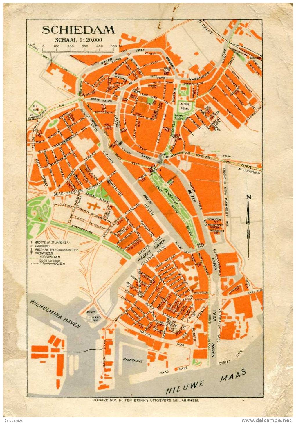 Schiedam. Geografische Briefkaart. Carte Geografique. H.ten Brink. - Schiedam