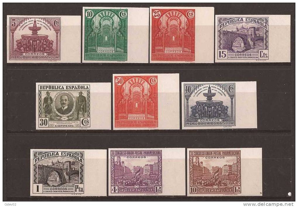 ES604SGDEV-L3930TARM.Spain Espagne.PANAMERICANA 1931.(Ed 604/13sd**)sin Charnela SUPER LUJO BORDE DE HOJA SIN DENTAR - Mezquitas Y Sinagogas