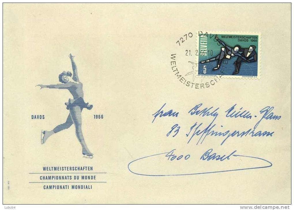 Sonderbrief  "Eiskunstlauf WM In Davos"       1966 - Patinage Artistique