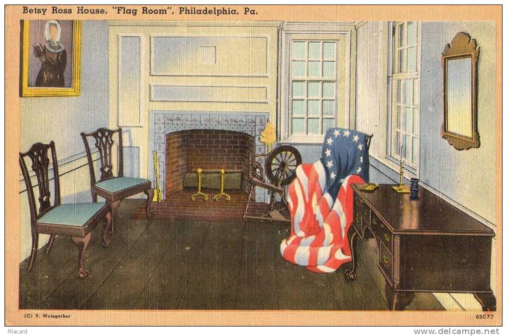 12068     Stati  Uniti  Pa.,  Philadelphia,  "Flag Room",  Betsy  Ross  House  VG  1948 - Philadelphia