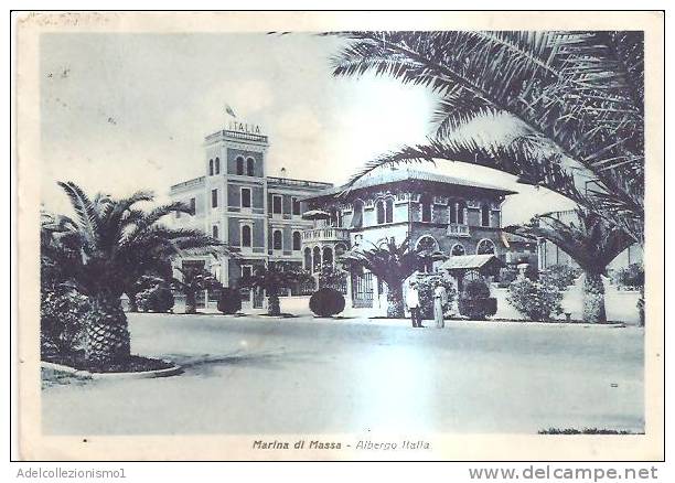 52002)cartolina Illustratoria Marina Di Massa - Albergo Italia E Panorama - Massa