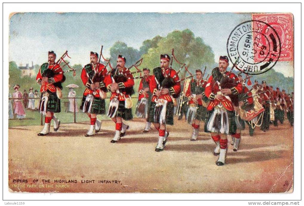 TUCK OILETTE ILLUSTRATEUR :Vintage Artist Signed Postcard The Military In London "Pipers Of The Highland Infantry March" - Tuck, Raphael