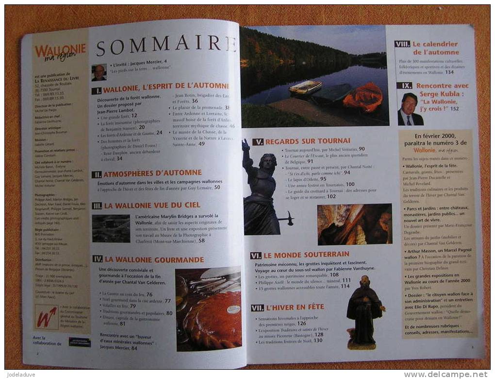 WALLONIE Ma Région Magazine N° 2 Octobre 1999 FORET Anlier ARDENNES & GAUME Tournai Han Sur Lesse Grottes - België