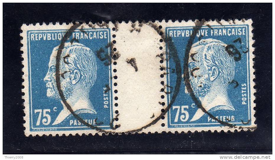 Pasteur N° 177  Avec Oblitération Cachet à Date D'Epoque En Paire Avec Interval Blanc De 1926  TTB - 1922-26 Pasteur