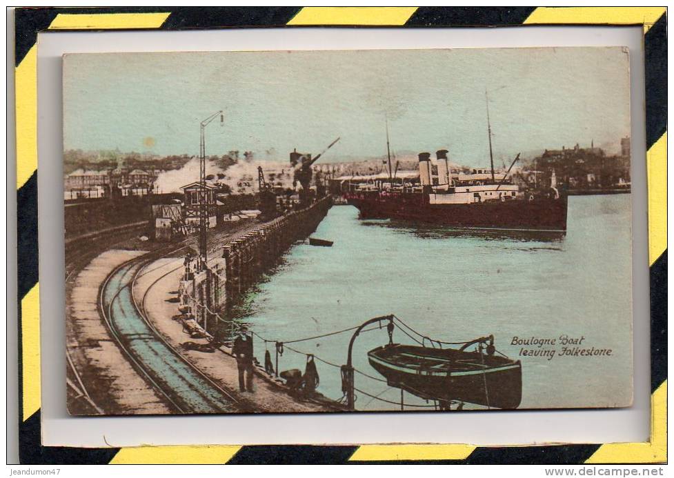 BOULOGNE BOAT. LEAVING FOLKESTONE. CARTE COLORISEE - Folkestone