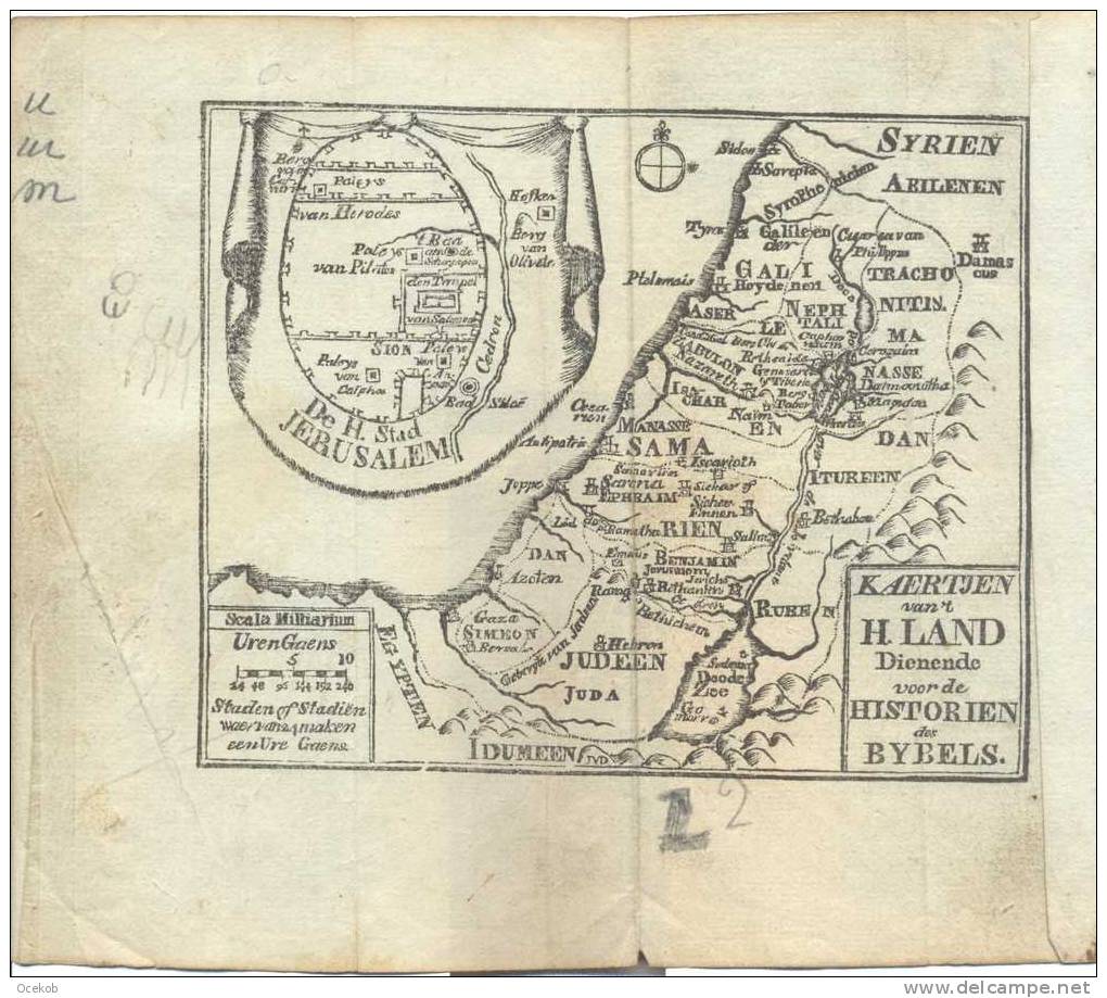 Oude Kaart Heilig Land En Jerusalem - - Altri & Non Classificati