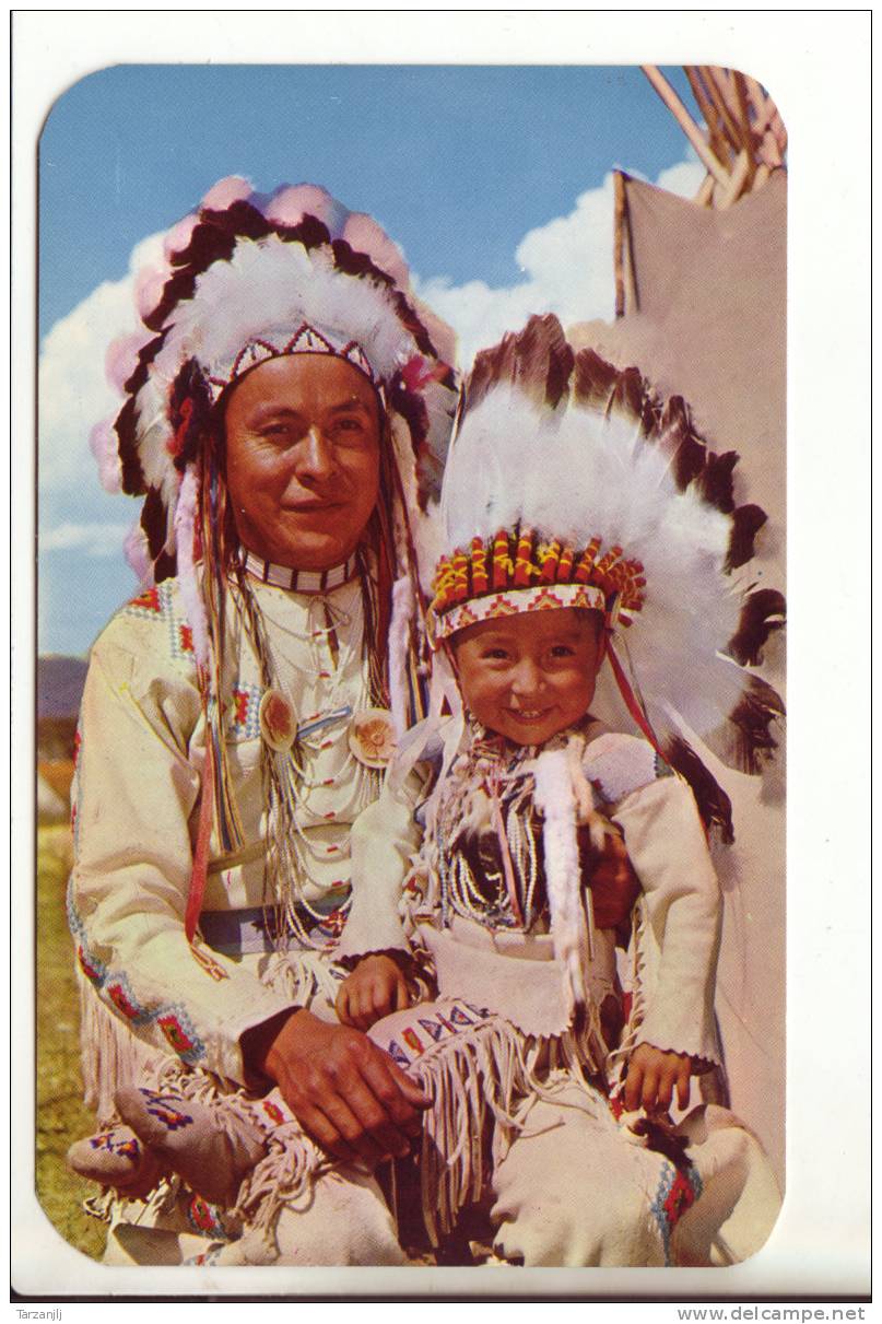 CPSM D'indien D'amérique (USA): Indian Chief And Papoose - Non Classés